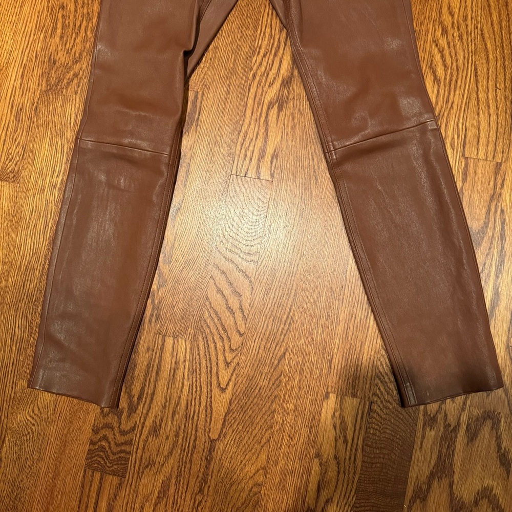 NEW NWT Theory High Waisted Jean In Bristol Leather In Dark Cognac - Picture 5 of 7